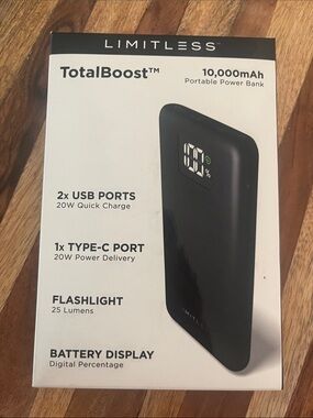 TotalBoost 10,000mAh Portable Power Bank - Black